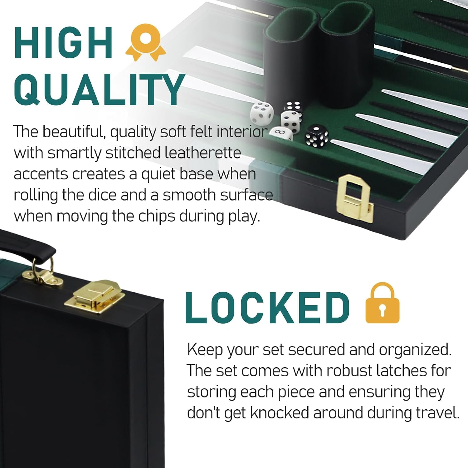 Backgammon Set in Faux Leather Carry Case
