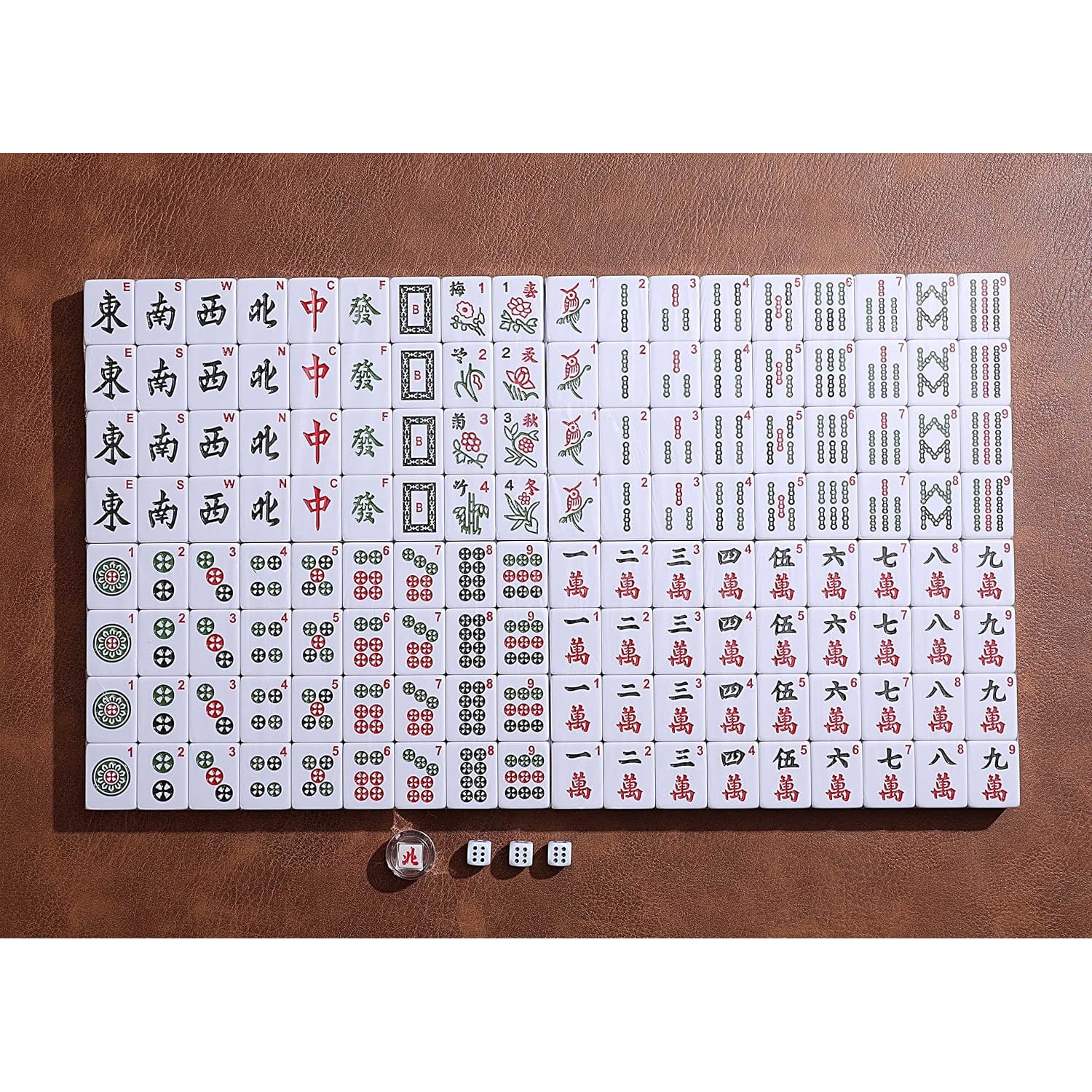Chinese Mahjong Set with 144 Tiles and Red Carry Case