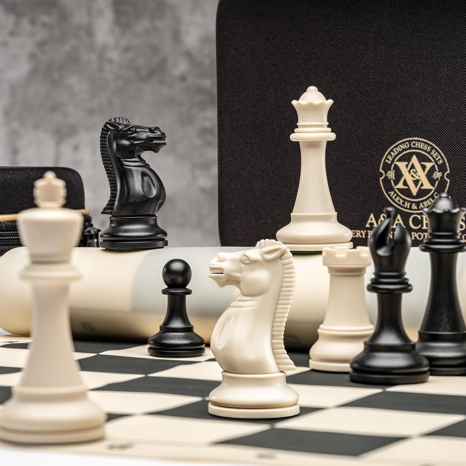 Tournament Chess Set with 20 Inch Roll Up Board and Weighted Pieces: image 3
