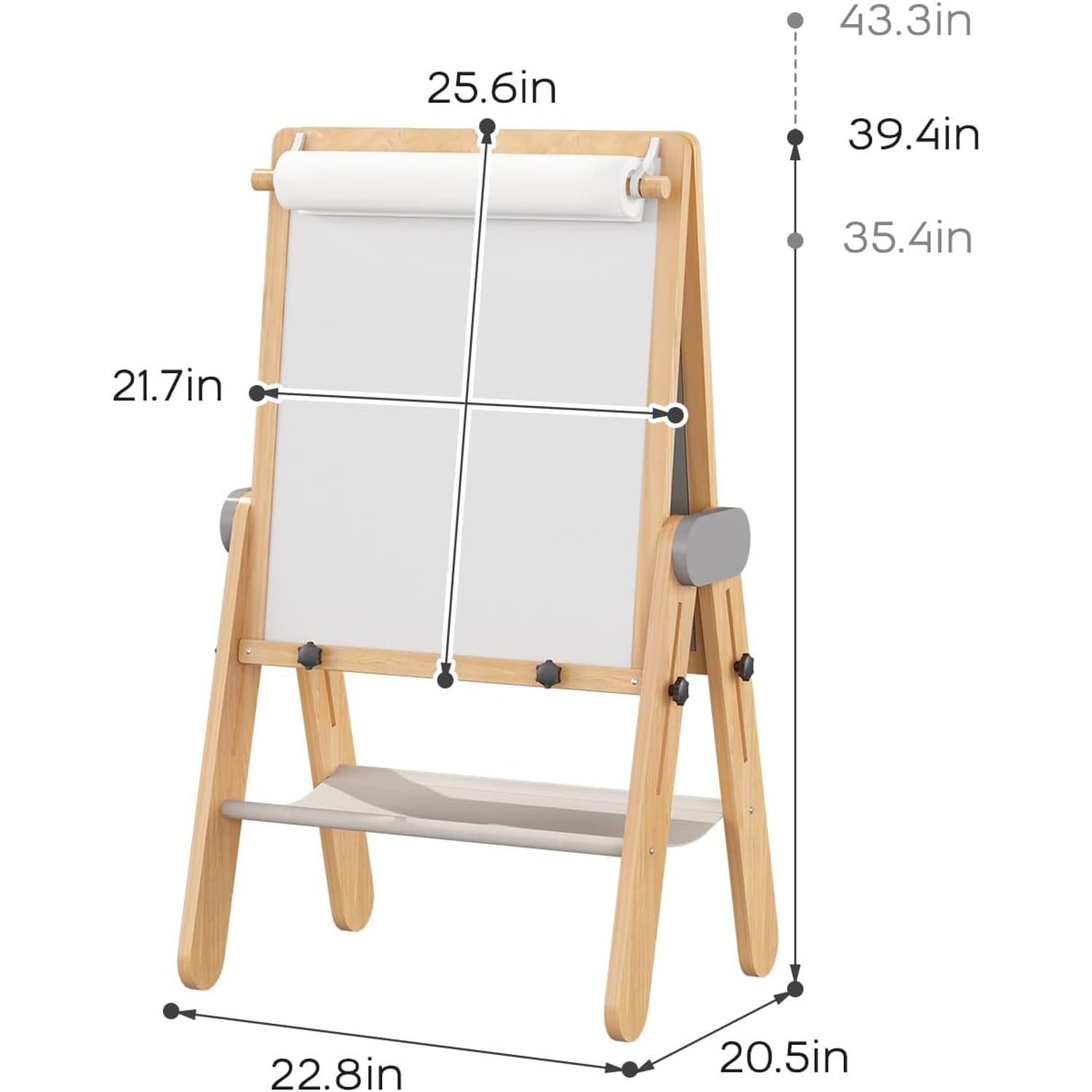 Folding Kids Art Easel with Magnetic Chalkboard and Whiteboard