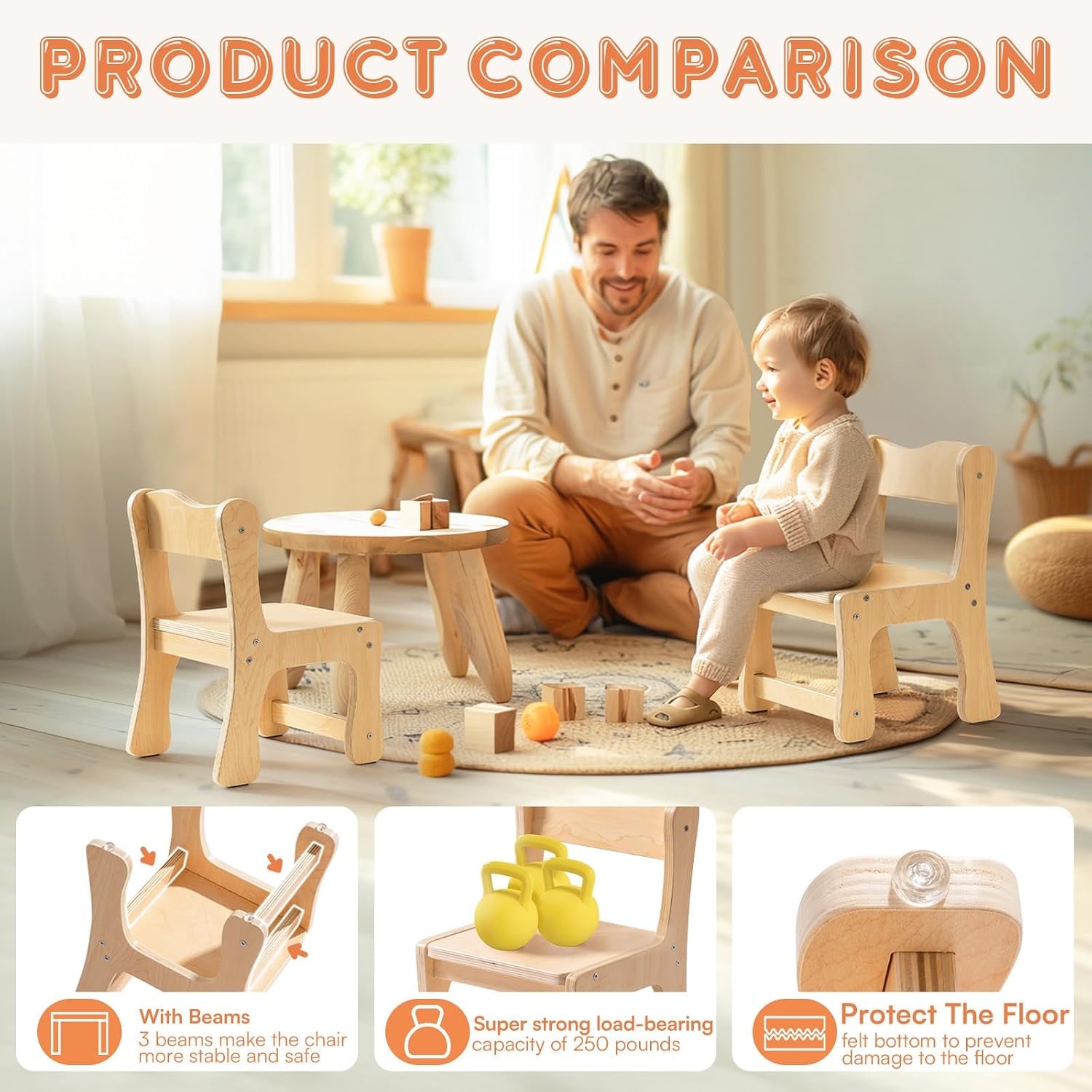 Wooden Kids Chairs Set of 2