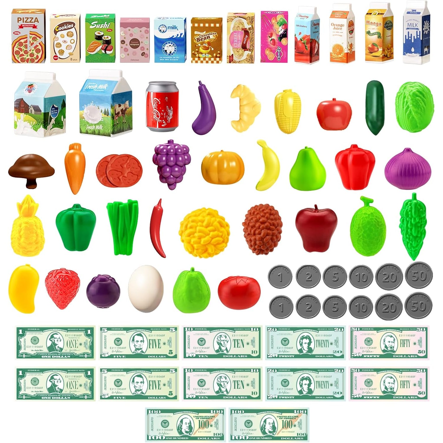 Kids Shopping Trolley Play Set with 102 Pieces