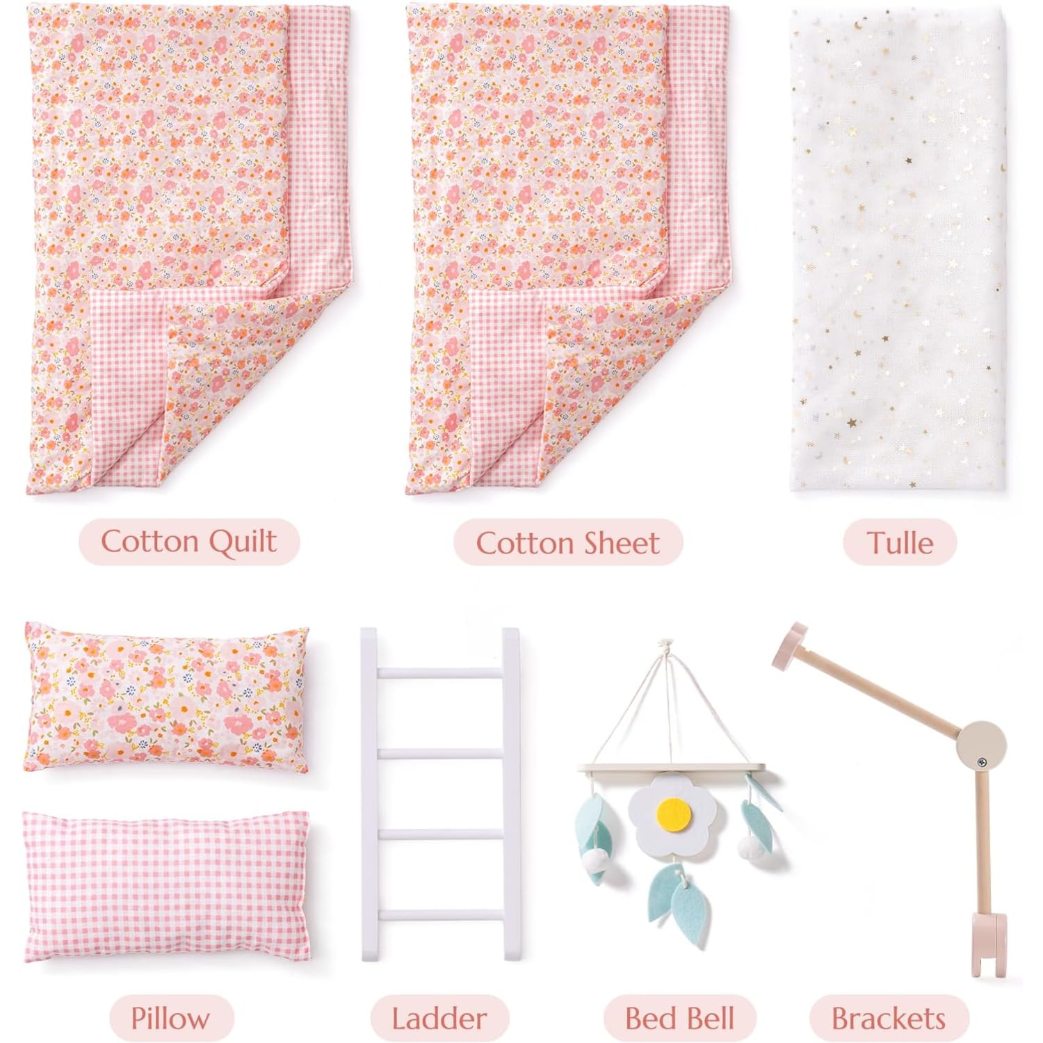 Wooden Doll Bunk Bed with Bedding, Canopy and Ladder: image 4